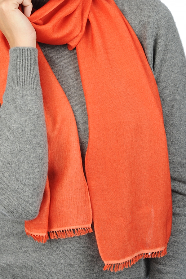 Cachemire et Soie accessoires scarva orange ensoleillee 170x25cm